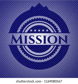 Mission badge with denim texture