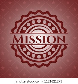Mission badge with red background