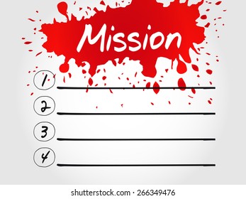 Mission blank list, business concept