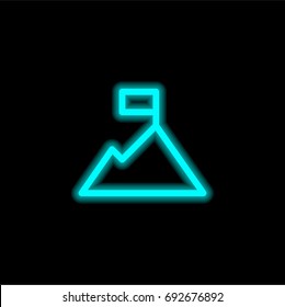 Mission blue glowing neon ui ux icon. Glowing sign logo vector