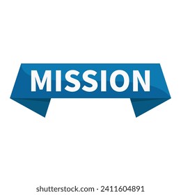 Mission Blue Ribbon Rectangle Shape For Task Job Information Detail Announcement Promotion Social Media Business Marketing
