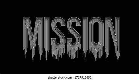 Mission Calligraphic line art Text banner poster vector illustration Design.