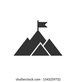 Mission champion icon in flat style. Mountain vector illustration on white isolated background. Leadership business concept.