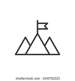 Mission champion icon in flat style. Mountain vector illustration on white isolated background. Leadership business concept.