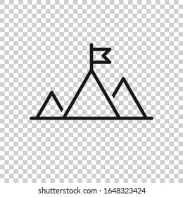 Mission champion icon in flat style. Mountain vector illustration on white isolated background. Leadership business concept.