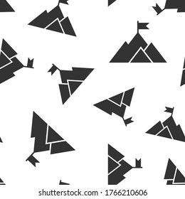 Mission champion icon in flat style. Mountain vector illustration on white isolated background. Leadership seamless pattern business concept.