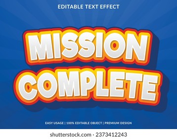 mission complete editable text effect template use for business logo and brand