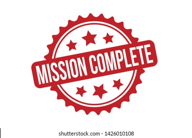 Mission Complete Rubber Stamp. Round Mission Complete New Stamp Seal – Vector