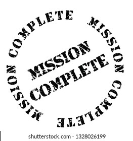 Mission Complete stamp on white background