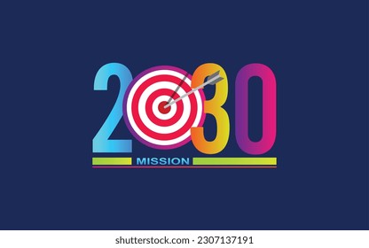 Mission concept 2030 new year with creative target market design