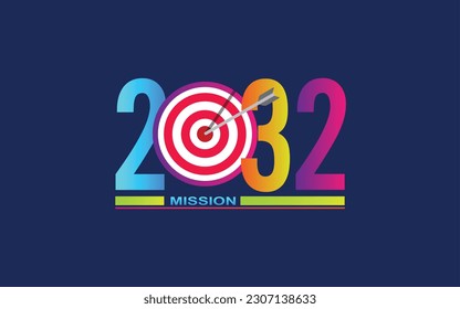 Mission concept 2032 new year with creative target market design svg