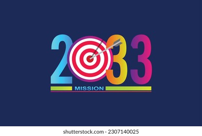 Mission concept 2033 new year with creative target market design