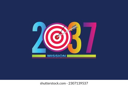 Mission concept 2037 new year with creative target market design