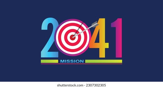 Mission concept 2041 new year with creative target market design