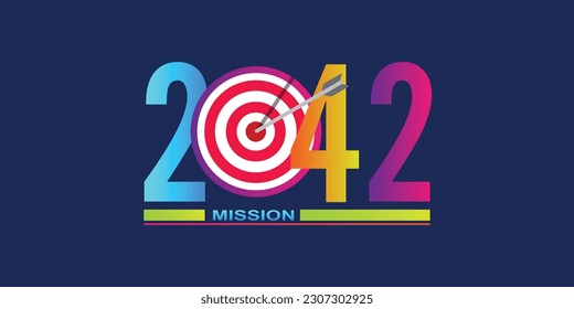 Mission concept 2042 new year with creative target market design
