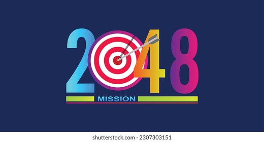 Mission concept 2048 new year with creative target market design