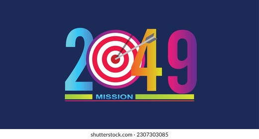 Mission concept 2049 new year with creative target market design