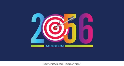 Mission concept 2056 new year with creative target market design