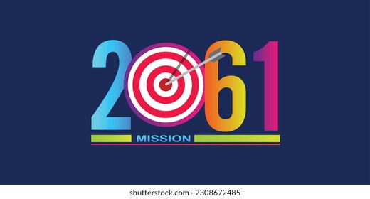 Mission concept 2061 new year with creative target market design