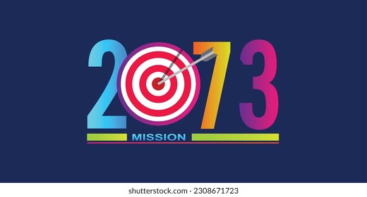 Mission concept 2073 new year with creative target market design