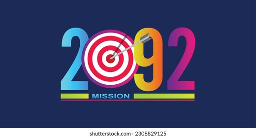 Mission concept 2092 new year with creative target market design