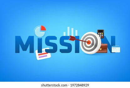 Mission concept. Vector illustration with dhining lightbulb



