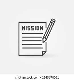 Mission document with pencil vector concept outline icon or sign