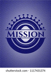Mission emblem with denim high quality background