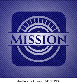 Mission emblem with denim texture