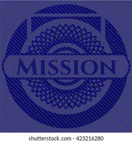 Mission emblem with jean background