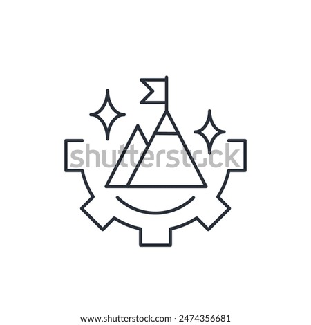 Mission execution mechanism. Perform a task. Vector linear icon isolated on white background.