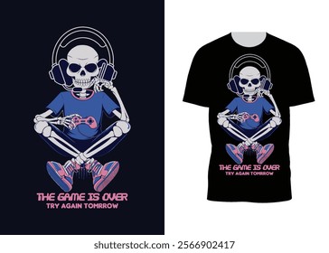 Mission Failed , Game Over Try Again tomorrow , gaming T-Shirt Design.