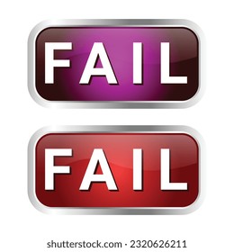 Mission Failed Rubber Stamp, Failed Icon, Failed Business, 3D Realistic Shiny And Glossy Badge Design For Your Business Vector Illustration