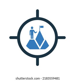 Misión, bandera, colina, icono objetivo. Ilustración vectorial simple editable.
