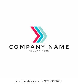 Mission forward triple arrow direction abstract vector and logo design or template office business icon of company or corporate identity symbol concept