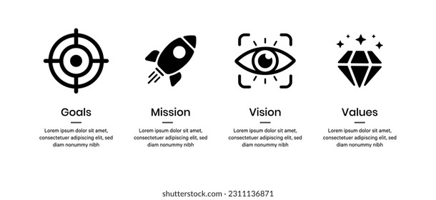 Mission goal vision values icon. Organization mission vision values icon design vector