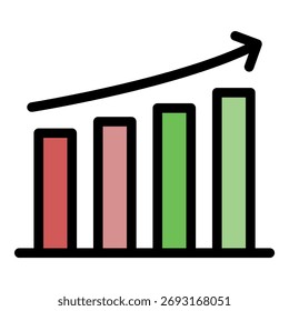 Mission graph chart icon. Outline mission graph chart vector icon color flat isolated