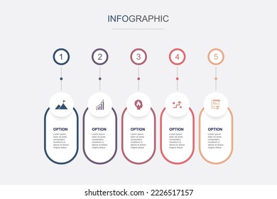 mission, growth, passion, strategy, declaration icons Infographic design template. Creative concept with 5 steps