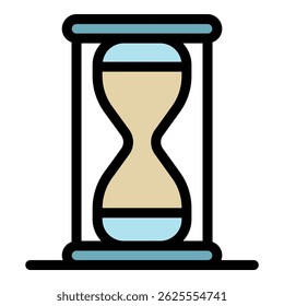 Ícone da ampulheta da missão. Contornar missão hourglass vetor icon cor plana isolada