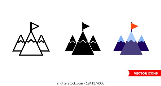 Mission icon of 3 types: color, black and white, outline. Isolated vector sign symbol.