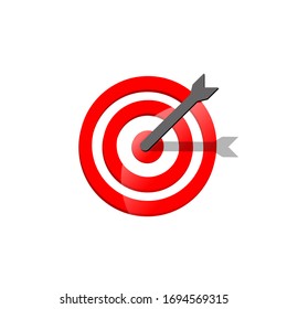 Mission Icon Or Business Goal Logo In Red Design Concept On An Isolated White Background. EPS 10 Vector.
