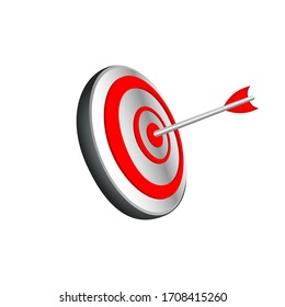 Mission icon or business goal logo in red design concept on an isolated white background. EPS 10 vector.