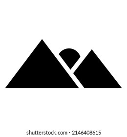 Mission icon, goal, mountain with a flag in black simple design on an isolated background. EPS 10 vector.