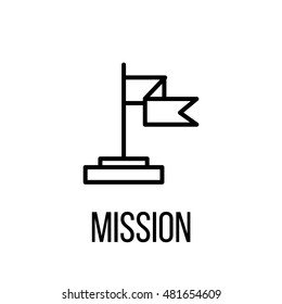 Mission icon or logo in modern line style. High quality black outline pictogram for web site design and mobile apps. Vector illustration on a white background. 