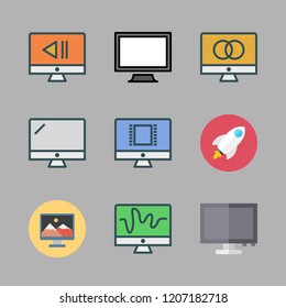 mission icon set. vector set about rocket ship and monitor icons set.
