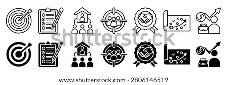 Mission icon set vector illustration concept with icon of goal, plan, leadership