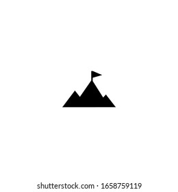 mission icon. simple, flat, black. mount with flag.
