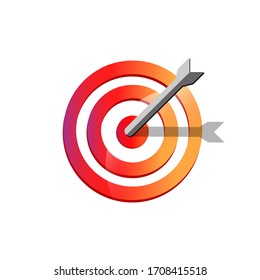 Mission icon or social media instagram concept or business goal logo in red design concept on an isolated white background. EPS 10 vector