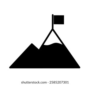 mission icon vector on white background. mountain icon with flag