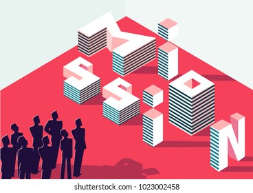 Mission isometric 3D sign business concept